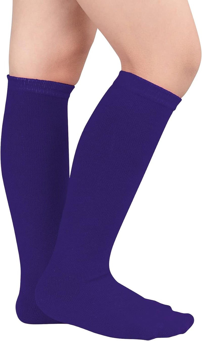Zando Purple Soccer Socks Youth Baseball Socks Cotton Knee High Socks for Girls Kids Halloween Christmas Socks Football Athletic Socks Girls Casual Long Tube Socks 04 Purple One Size - Image 2